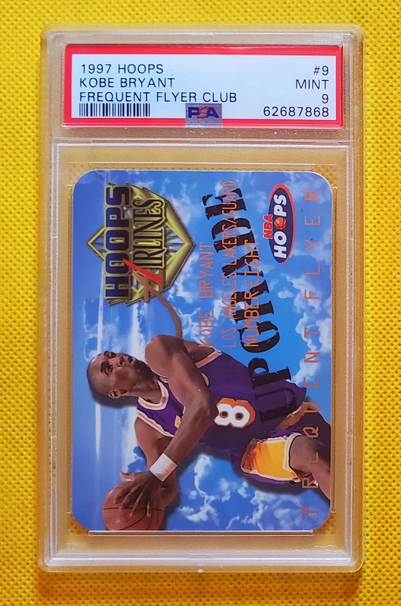 RARE Kobe Bryant 1997 NBA Hoops Airlines Frequent Flyer Club UPGRADE PSA 9
