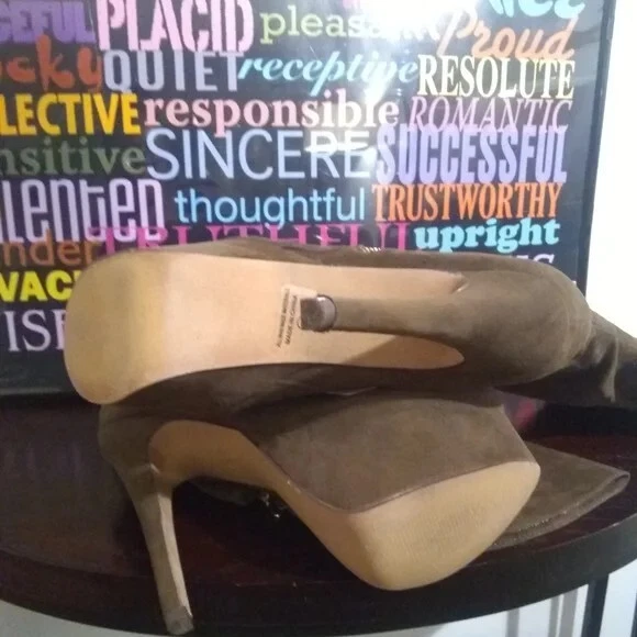 Botas Fahrenheit Verde Oliva Cremallera Detalladas Sobre la Rodilla! Talla 9 Usadas una vez Foto 3 de 3