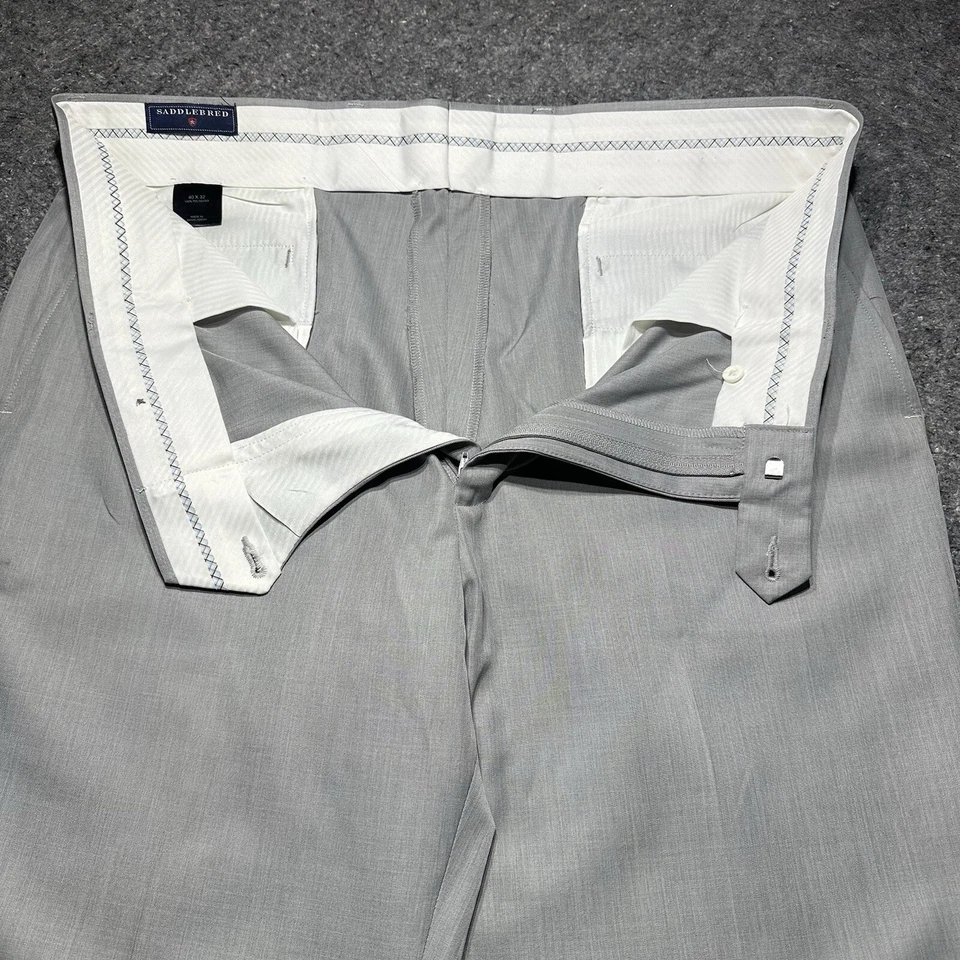 Saddlebred Dress Pants Mens 40x30 Gray Cuff Ankle Straight Legs Stylish - Image 4 of 4