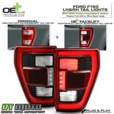 For 2021-2023 Ford F150 Incandescent Upgrade Raptor Style LED Tail Lights Lamps