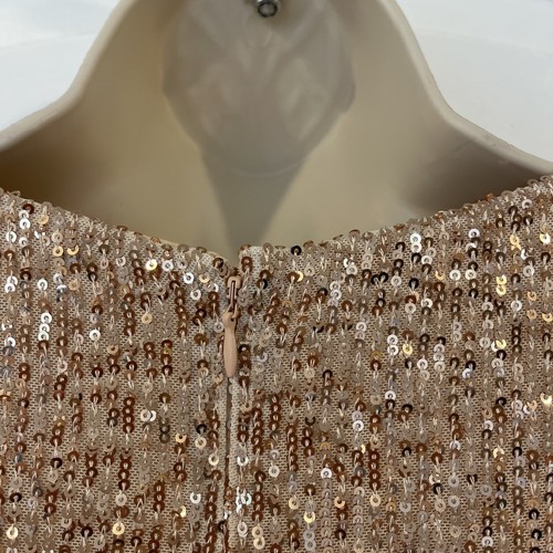 Preston & York 18 Rosa Gold Jewel Neck Sequin Party Dress Long Sleeve Shiny $139 - Picture 13 of 18