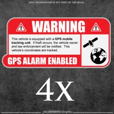 GPS tracking sticker decal vehicle anti theft security window alarm warning 4pk