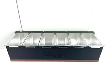 Knob Creek Bourbon Whiskey Condiment Garnish Tray Caddy Metal Wood 6-Compartment