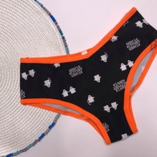 Victoria s Secret PINK Cotton Cheekster Panty Black Halloween Ghost XL NEW