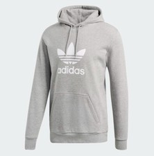 ADIDAS ORIGINALS TREFOIL MENS HOODIE HOODED SWEATSHIRT GREY DT7963 SIZE M