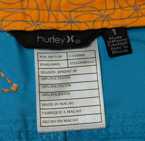 Hurley Board Shorts tie & snap Boardshort Surf Beach summer 31 in waist size 1 - Imagen 3 de 5