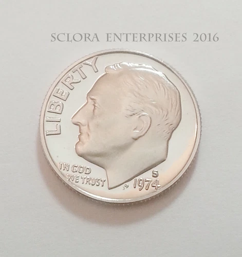 Photo of a 1974-S Roosevelt Dime Proof from an eBay listing that sold on Jul 13, 2026