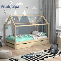 Kinderbett Hausbett GäStebett Wiki Natur 90X200Cm Schublade Lattenrost Vitalispa