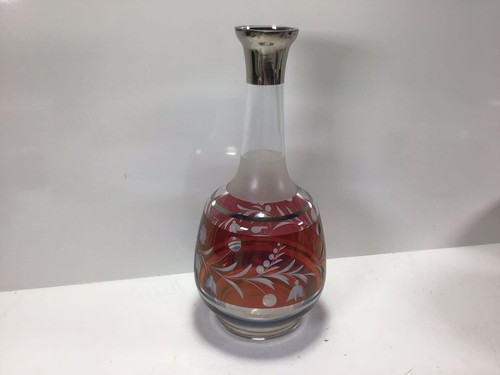 U36 Vintage Antique Circa Early Mid Century Blown Red Cut Crystal Bottle - Picture 16 of 16