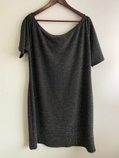 Millers Dress Womens Plus Sz 20 Black Shimmer Short Sleeve Round Neck Stretch