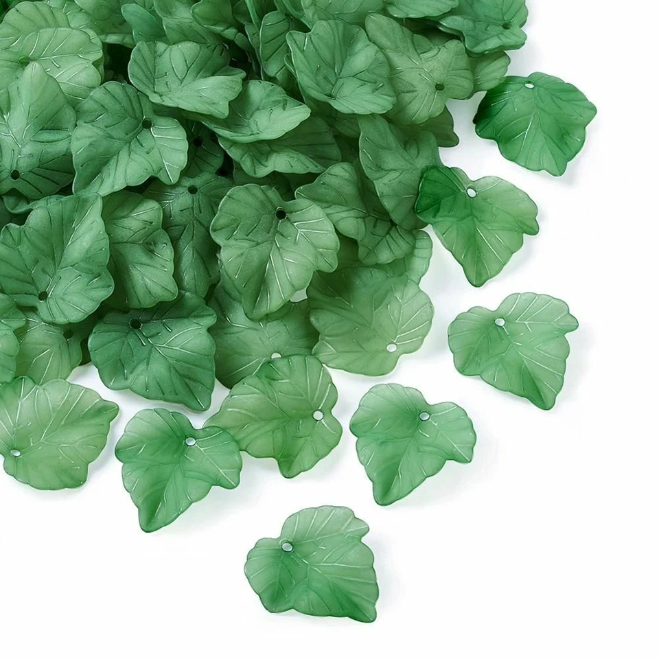 Colgante de acrílico hoja de arce 100 piezas esmerilado transparente encanto kit para hacer joyas Foto 3 de 4