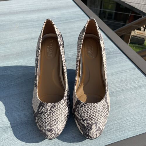 Aerosoles BANDWAGON Pump 7.5 Natural Snakeskin Print Wrapped Wedge HEEL REST - Picture 4 of 10