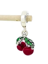 New 100% Authentic PANDORA 925 Asymmetrical Red Cherry Fruit Charm 791583C01