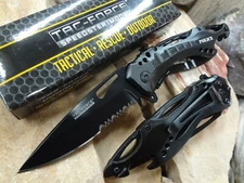Tac Force Tactical POLICE Assist Folding Pocket Knife Black Serrated Edge EDC