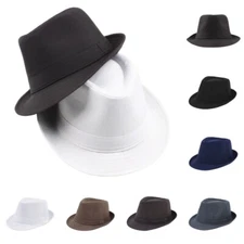 New Men's Jazz Hat Unisex Top Hat Adult Plain Color Cap Party Stage Accessories