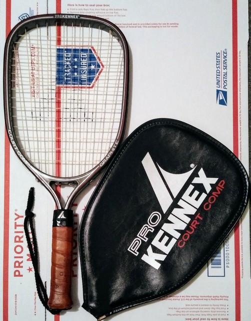 Vtg Pro Kennex Racquetball Court Comp Graphite Racket Cowhide Grip 3 7/