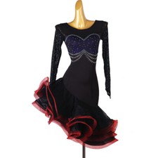 Latin Dance Dress Salsa Tango Cha cha Ballroom Rhinestone Competition Dress F768