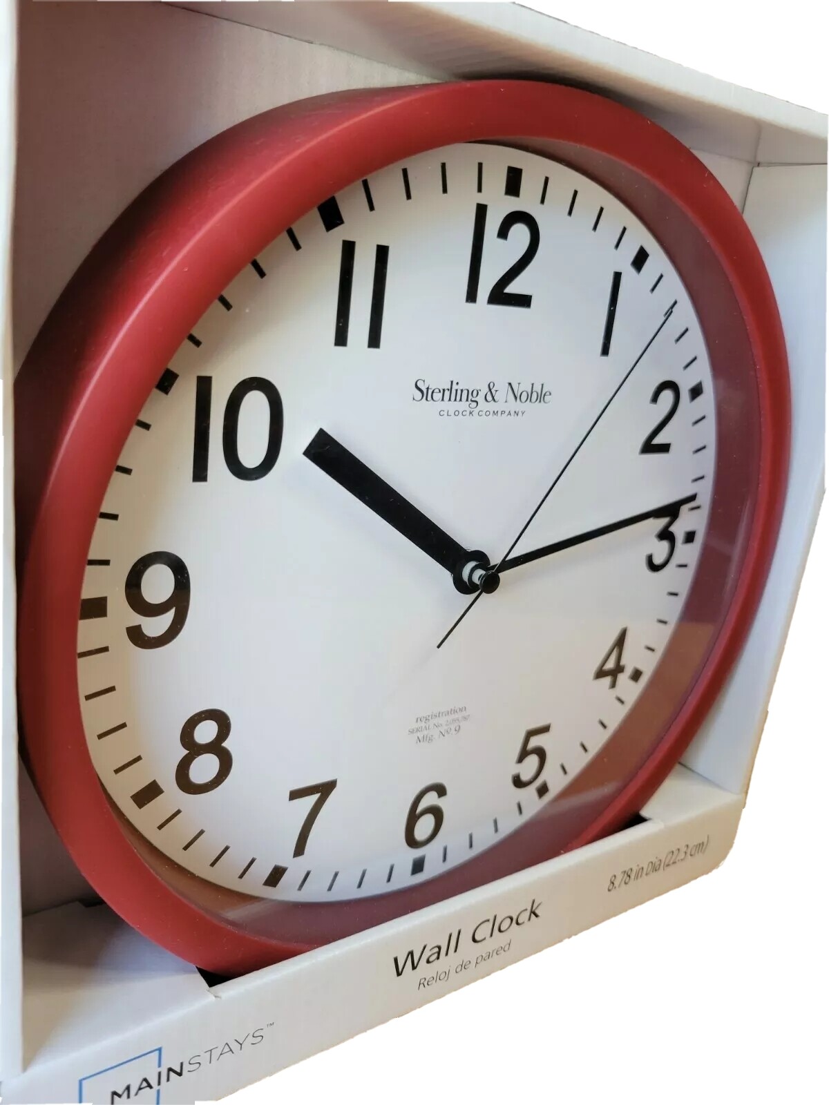 MAINSTAYS RED WALL CLOCK HOME ROUND CLASSIC QUARTZ KITCHEN CLOCK