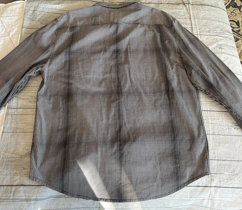 Calvin Klein Jeans Shirt Button Long Sleeve Mens Black White Check Size XXL - Image 3 of 4