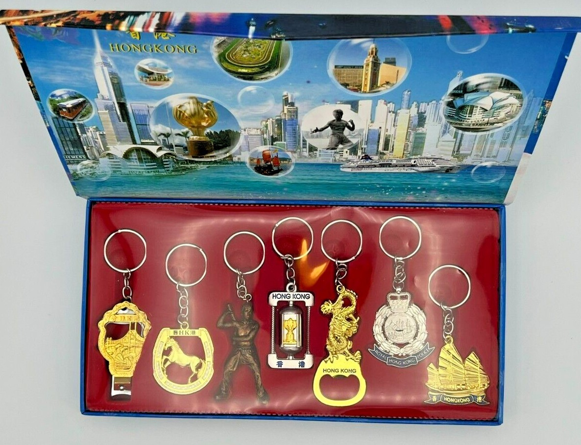 Vintage Hong Kong Souvenir Key Chains 7 Different All Metal