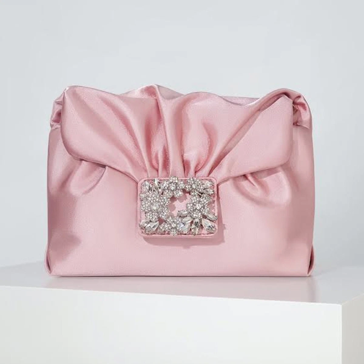 Pink shop satin clutch