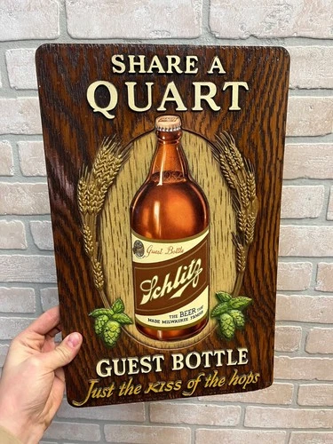 Vintage 1940s Schlitz Milwaukee Beer Guest Bottle Composition Advertising Sign