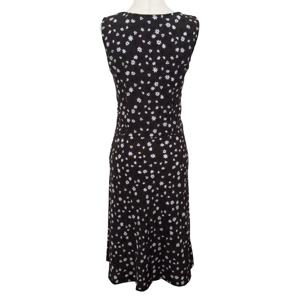 Vestido Floral Agnes B Paris XS Marrón Hasta la Rodilla Sin Mangas Informal Fiesta Años 90 Preparación Foto 3 de 4