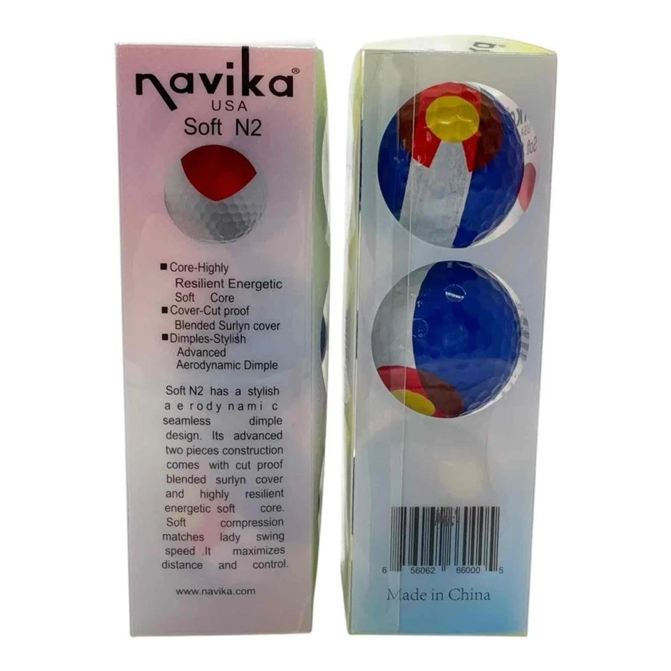 2 nuevas pelotas de golf Navika Soft N2 True Performance COLORADO FLAG (6 en total) Foto 2 de 3