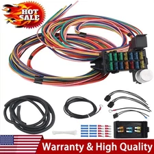 12V Street Hot Rat Muscle Rod Wiring 14 Circuit Universal Wire Harness 12 Fuse