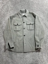 Reiss Liam Overshirt Jacket Men Large Gray Wool Blend Brushed 