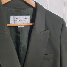 Vintage Linda Allard Ellen Tracy Green Wool Double Breasted Blazer Jacket Size10