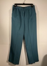 Alfred Dunner Woman's Pull On Pants Front Pockets Teal Green Size 8