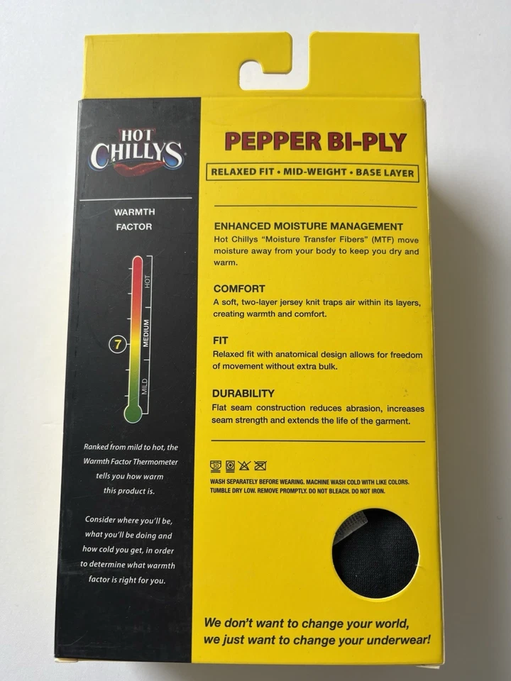 Capa base inferior bicapa grande de pimienta negra Hot Chillys para hombre Athleisure PB3073 Foto 2 de 4