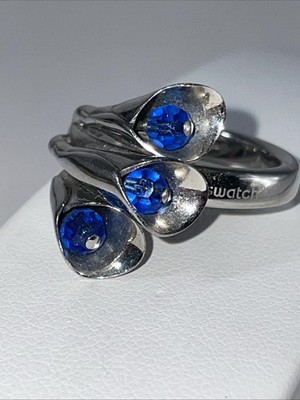 Swatch Bijoux Edelstahl Ring,Sky Finery,blaue facett. Kristalle,RG 56,Lilienblüt