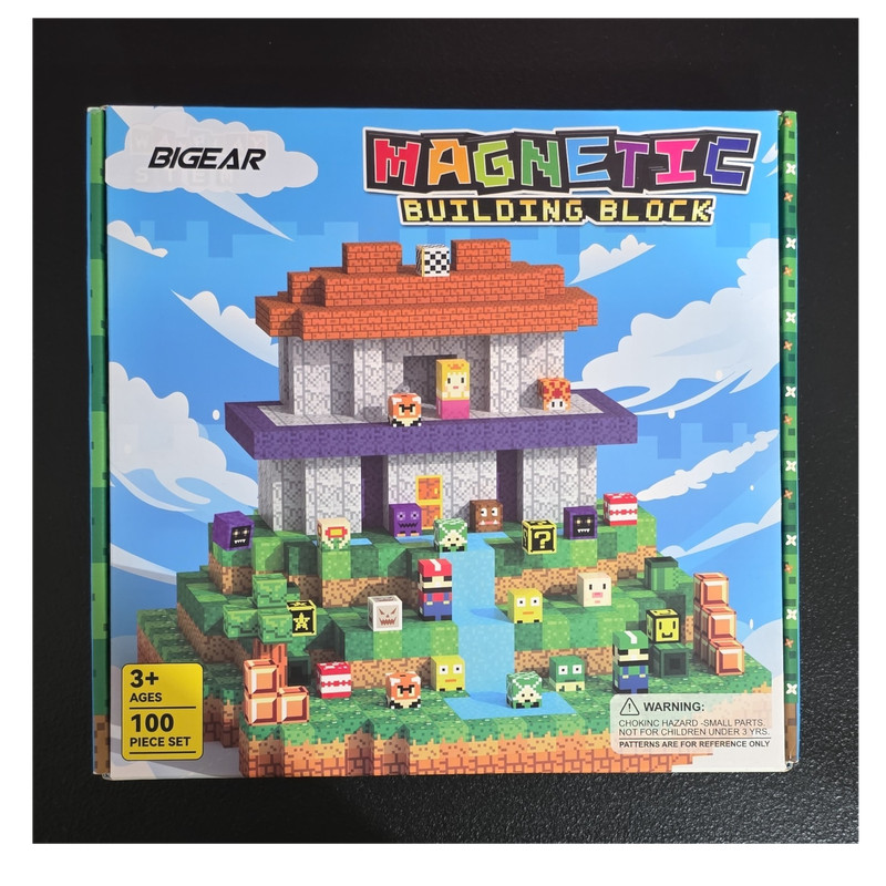BIGEAR Magnetic Building Block Set 100pcs Cube Patterns Ages 3+ BG-QH-100