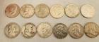 90% Silver Lot of 12) 6 Jfk 6 Ben Franklin's half dollars