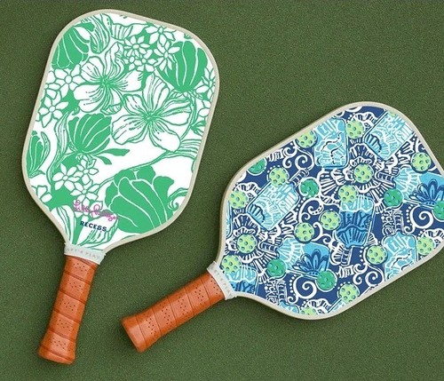 Lilly Pulitzer X Recess Pickleball Spearmint Oversize Kiss My Tulips Racket Blue - Picture 1 of 7