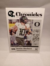 2020 Chronicles Draft Picks Justin Herbert Green Foil Rookie Card #5. rookie card picture