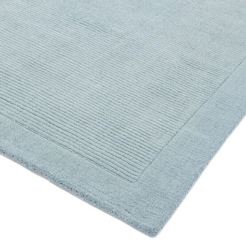York Rug Duck Egg Blue Wool Rug Plain With Border Living Room Bedroom Area Rugs - Picture 4 of 8
