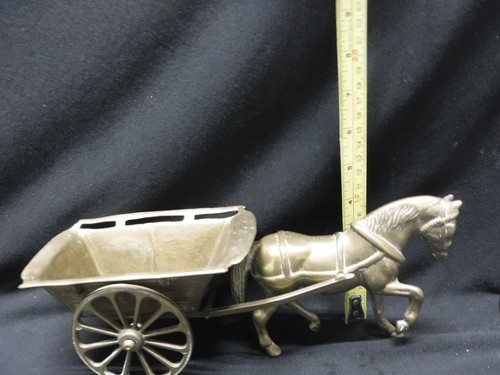 Brass Horse & Wagon, Cart, Tarnished, Patina, Retro, Vintage, - Bild 3 von 8