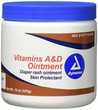 3 Pack Dynarex Vitamin A&D Ointment 15 Oz. Jar Skin Rash Tattoo Small Burns