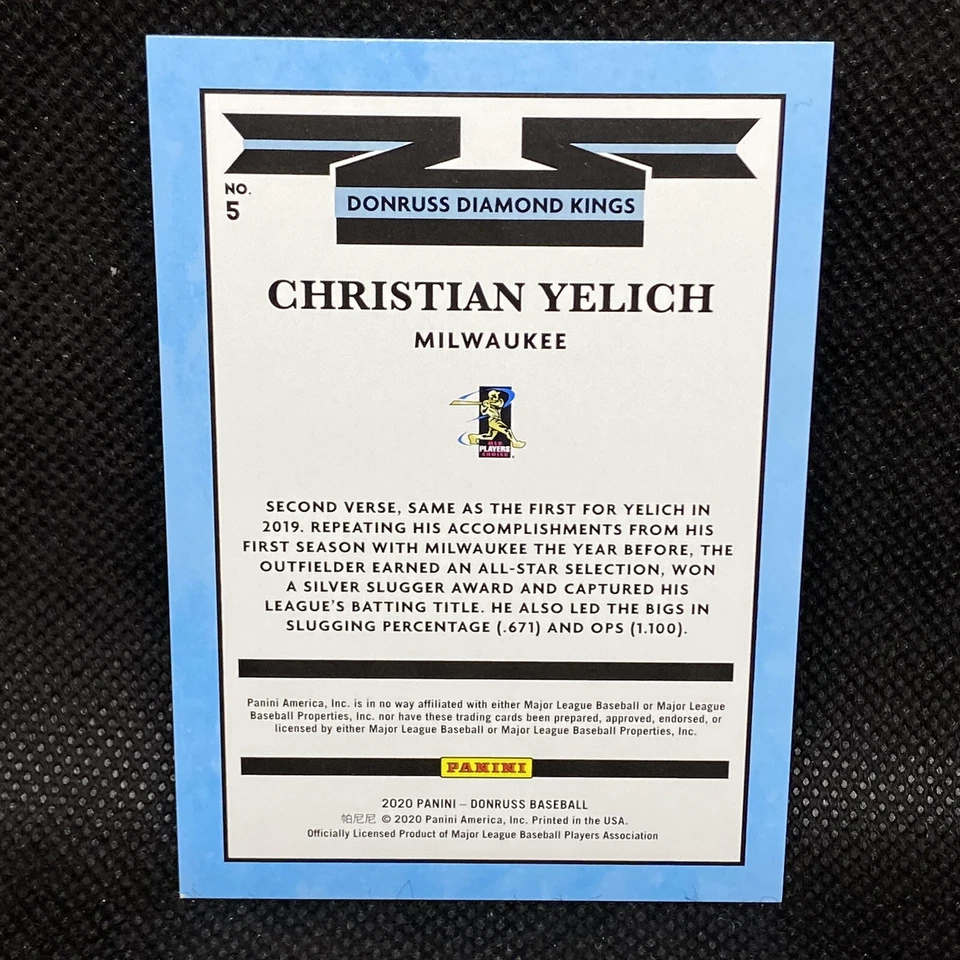 #/328! 🚨 2020 Donruss Diamond Kings Christian Yelich Milwaukee Brewers #5 Stat - Image 2 of 2