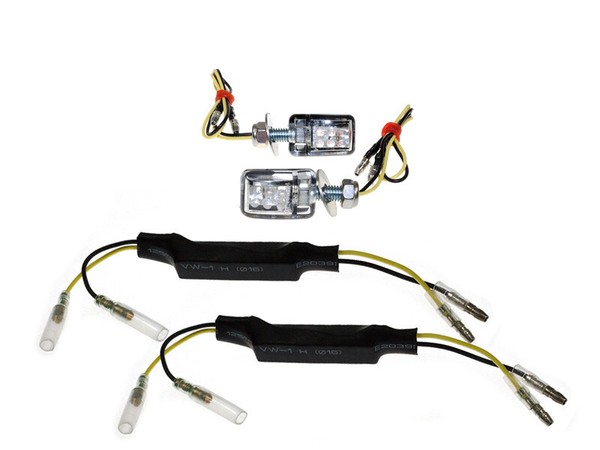 Blinker Set LED Mini Brick Schwarz E-GeprüFt + 2 WiderstäNde FüR Yamaha SR TDR-image