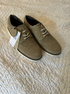 NWT M&S Boys Dress Shoes Size 2 Youth Suede Leather Brogue Oxford Bucks