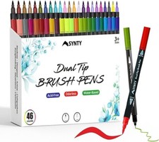 46 Dual Brush Marker Pens with Coloring Book for Kids Adult Colored Marker
