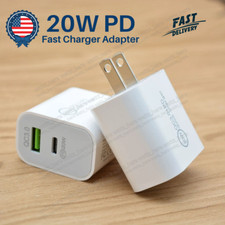 2Pcs USB A USB C Port Fast Charger Adapter Wall Brick PD Charging Plug Universal