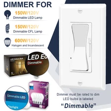 Dimmer Light Switch 3 Way 15A 120V for LED Lamp CFL Incandescent Halogen