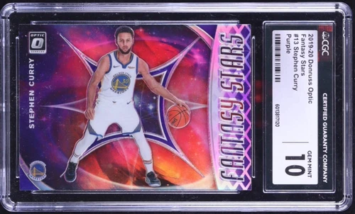 2019 Panini Donruss Optic Fantasy Stars Purple Prizm Stephen Curry CGC 10 GEM MT