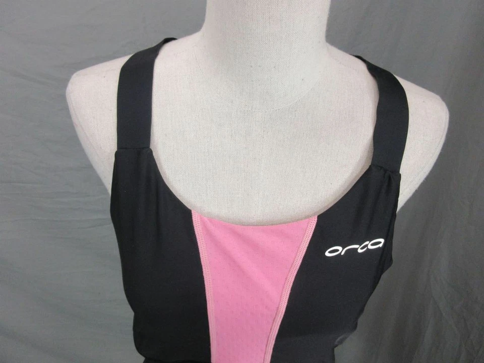 ORCA L 码女式黑色/粉色运动袖训练运动背心 T559 — 第 2/4 张图片