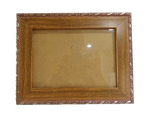 Decorative Photo Frame Beaded Floral Design Brown Oak Wood Look Glass 5x7